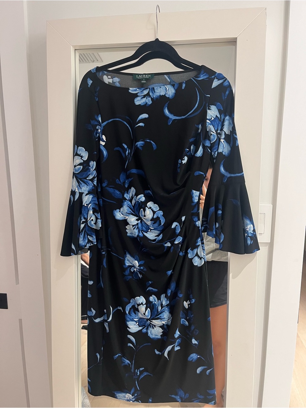 Ralph Lauren Black Dress with Blue Floral Print